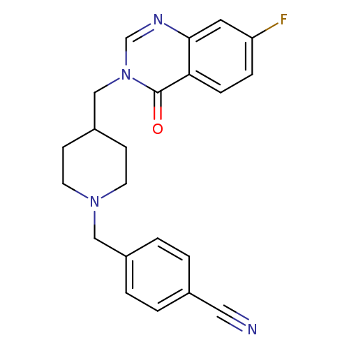 4-({4-[(7-fluoro-4-oxo-3,4-dihydroquinazolin-3-yl)methyl]piperidin-1-yl}methyl)benzonitrile