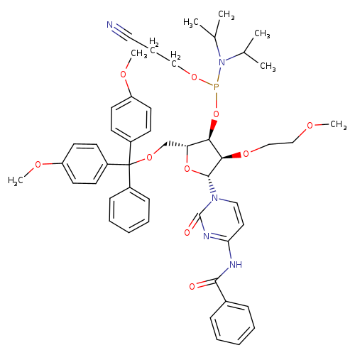 Cytidine, N-benzoyl-5′-O-[bis(4-methoxyphenyl)phenylmethyl]-2′-O-(2-methoxyethyl)-, 3′-[2-cyanoethyl bis(1-methylethyl)phosphoramidite]