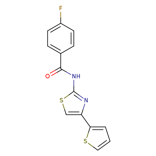 4-fluoro-N-[4-(thiophen-2-yl)-1,3-thiazol-2-yl]benzamide