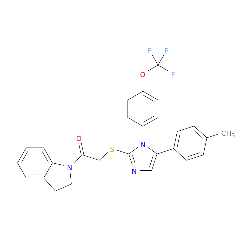 1-(2,3-dihydro-1H-indol-1-yl)-2-{[5-(4-methylphenyl)-1-[4-(trifluoromethoxy)phenyl]-1H-imidazol-2-yl]sulfanyl}ethan-1-one
