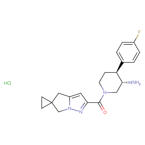rac-(3R,4R)-1-({4',6'-dihydrospiro[cyclopropane-1,5'-pyrrolo[1,2-b]pyrazol]-2'-yl}carbonyl)-4-(4-fluorophenyl)piperidin-3-amine hydrochloride, trans