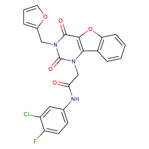 N-(3-chloro-4-fluorophenyl)-2-{5-[(furan-2-yl)methyl]-4,6-dioxo-8-oxa-3,5-diazatricyclo[7.4.0.0^{2,7}]trideca-1(9),2(7),10,12-tetraen-3-yl}acetamide