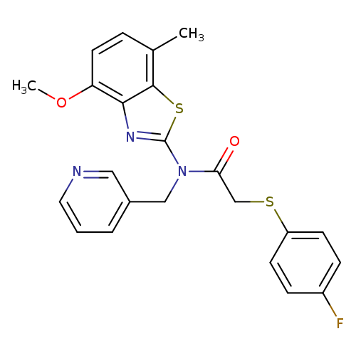 2-[(4-fluorophenyl)sulfanyl]-N-(4-methoxy-7-methyl-1,3-benzothiazol-2-yl)-N-[(pyridin-3-yl)methyl]acetamide