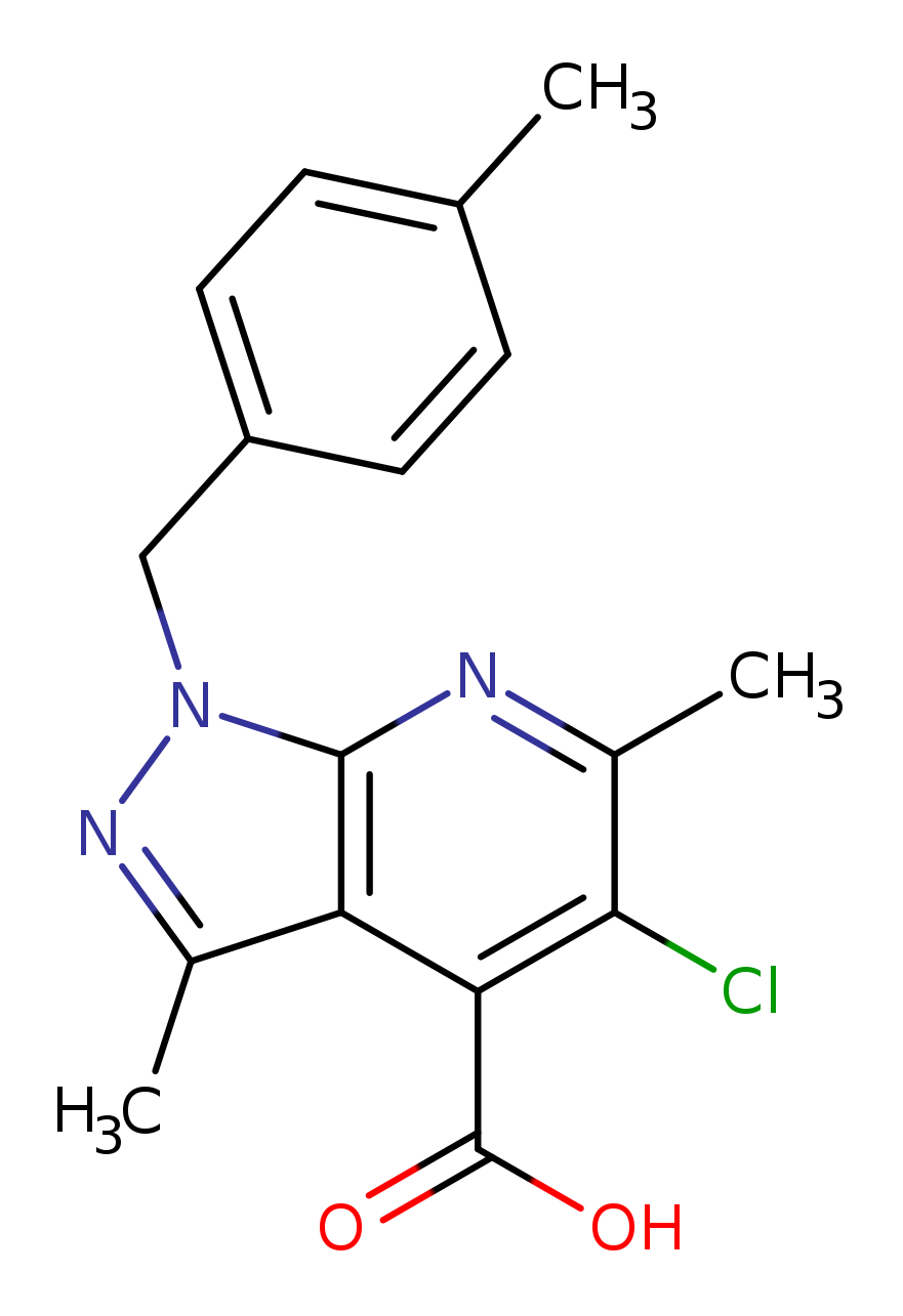 5-chloro-3,6-dimethyl-1-[(4-methylphenyl)methyl]-1H-pyrazolo[3,4-b]pyridine-4-carboxylic acid