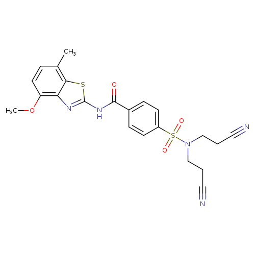 4-[bis(2-cyanoethyl)sulfamoyl]-N-(4-methoxy-7-methyl-1,3-benzothiazol-2-yl)benzamide