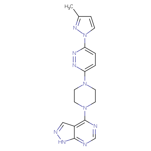 3-(3-methyl-1H-pyrazol-1-yl)-6-(4-{1H-pyrazolo[3,4-d]pyrimidin-4-yl}piperazin-1-yl)pyridazine