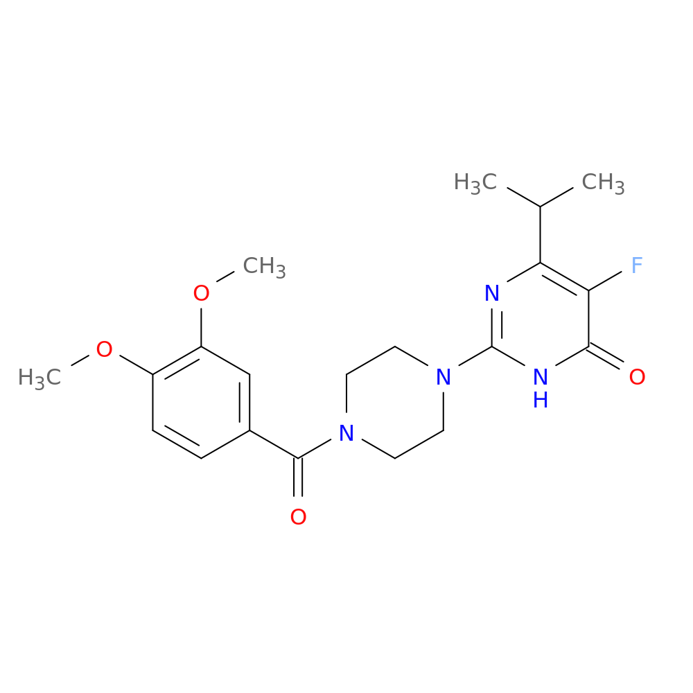 2-[4-(3,4-dimethoxybenzoyl)piperazin-1-yl]-5-fluoro-6-(propan-2-yl)-3,4-dihydropyrimidin-4-one