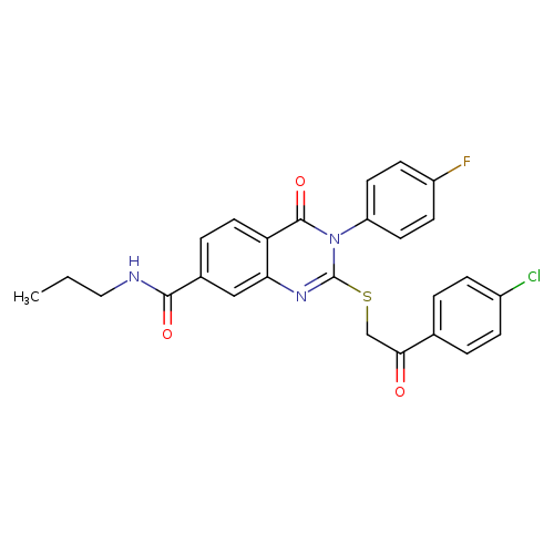 2-{[2-(4-chlorophenyl)-2-oxoethyl]sulfanyl}-3-(4-fluorophenyl)-4-oxo-N-propyl-3,4-dihydroquinazoline-7-carboxamide