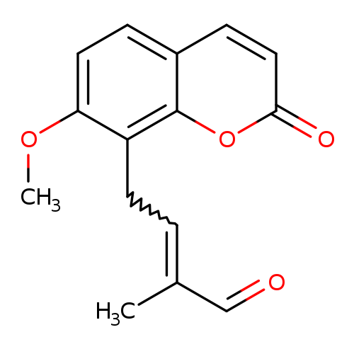 2-Butenal, 4-(7-methoxy-2-oxo-2H-1-benzopyran-8-yl)-2-methyl-, (E)-