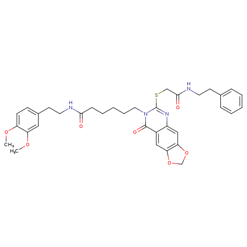 N-[2-(3,4-dimethoxyphenyl)ethyl]-6-[8-oxo-6-({[(2-phenylethyl)carbamoyl]methyl}sulfanyl)-2H,7H,8H-[1,3]dioxolo[4,5-g]quinazolin-7-yl]hexanamide