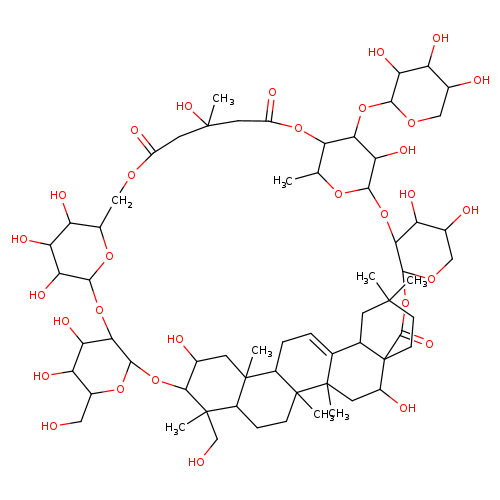 43H-18,22-Epoxy-6,9-ethano-29,32-methano-42a,35,38-[1]propanyl[3]ylidene-2H,11H,24H,29H-dibenzo[z,e1]dipyrano[3,2-t:2′,3′-i1][1,3,6,12,19,22,34]heptaoxacyclohexatriacontin, olean-12-en-28-oic acid deriv.