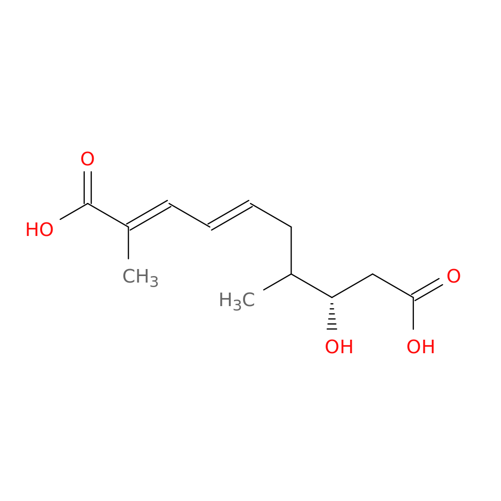 (2E,4E)-8-Hydroxy-2,7-dimethyl-decadien-(2,4)-disaeure-(1,10)-dioic acid