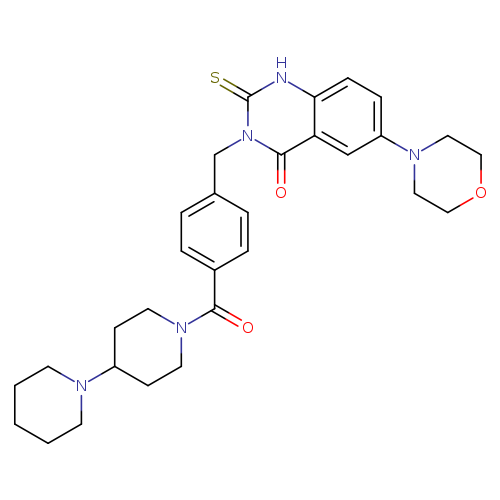 3-[(4-{[1,4'-bipiperidine]-1'-carbonyl}phenyl)methyl]-6-(morpholin-4-yl)-2-sulfanylidene-1,2,3,4-tetrahydroquinazolin-4-one