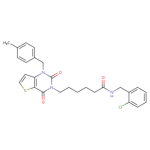N-[(2-chlorophenyl)methyl]-6-{1-[(4-methylphenyl)methyl]-2,4-dioxo-1H,2H,3H,4H-thieno[3,2-d]pyrimidin-3-yl}hexanamide