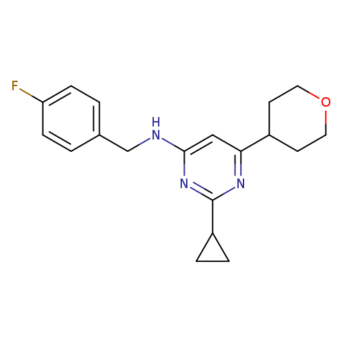 2-cyclopropyl-N-[(4-fluorophenyl)methyl]-6-(oxan-4-yl)pyrimidin-4-amine