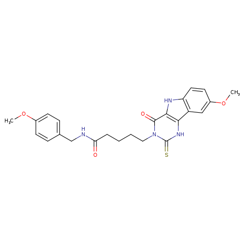 5-{8-methoxy-4-oxo-2-sulfanylidene-1H,2H,3H,4H,5H-pyrimido[5,4-b]indol-3-yl}-N-[(4-methoxyphenyl)methyl]pentanamide