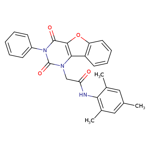 2-{4,6-dioxo-5-phenyl-8-oxa-3,5-diazatricyclo[7.4.0.0^{2,7}]trideca-1(9),2(7),10,12-tetraen-3-yl}-N-(2,4,6-trimethylphenyl)acetamide