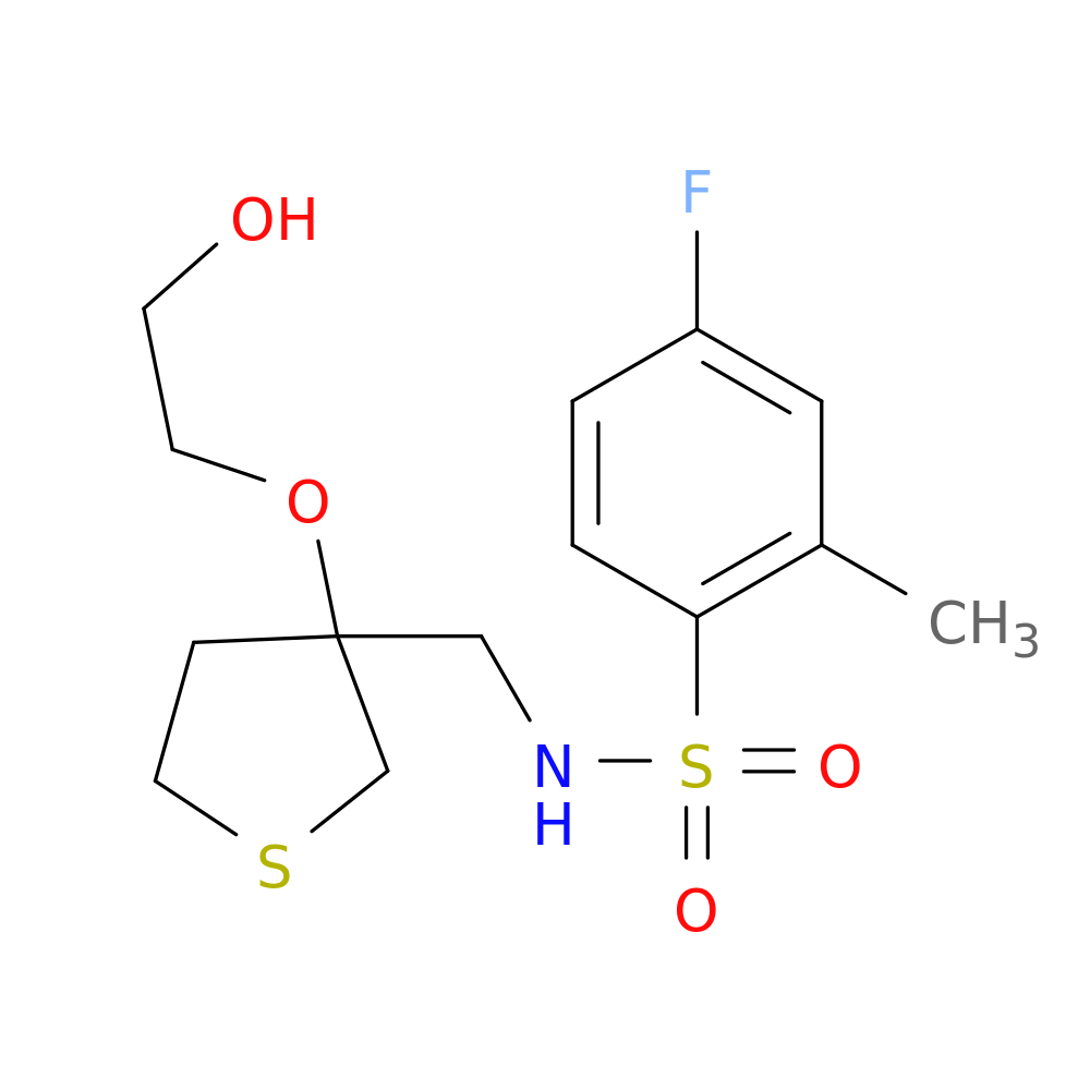4-fluoro-N-{[3-(2-hydroxyethoxy)thiolan-3-yl]methyl}-2-methylbenzene-1-sulfonamide