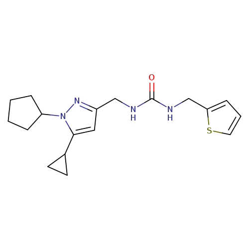 3-[(1-cyclopentyl-5-cyclopropyl-1H-pyrazol-3-yl)methyl]-1-[(thiophen-2-yl)methyl]urea
