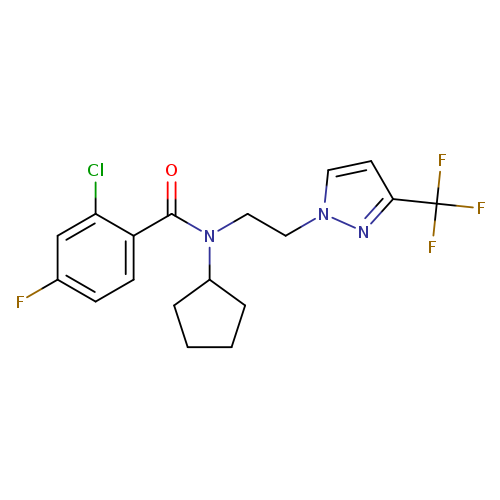 2-chloro-N-cyclopentyl-4-fluoro-N-{2-[3-(trifluoromethyl)-1H-pyrazol-1-yl]ethyl}benzamide
