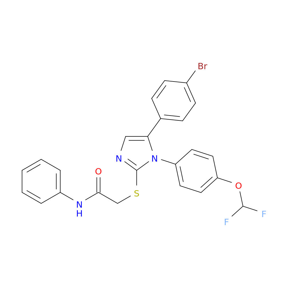 2-{[5-(4-bromophenyl)-1-[4-(difluoromethoxy)phenyl]-1H-imidazol-2-yl]sulfanyl}-N-phenylacetamide