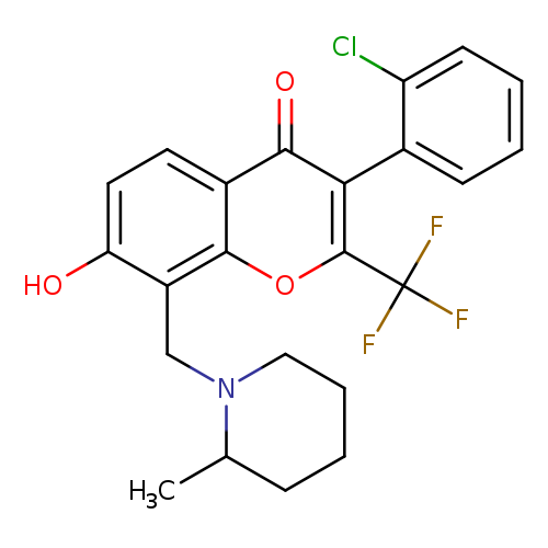 3-(2-chlorophenyl)-7-hydroxy-8-[(2-methyl-1-piperidinyl)methyl]-2-(trifluoromethyl)-4H-chromen-4-one