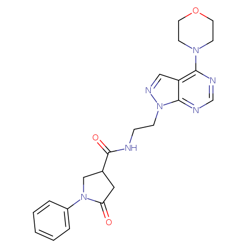 N-{2-[4-(morpholin-4-yl)-1H-pyrazolo[3,4-d]pyrimidin-1-yl]ethyl}-5-oxo-1-phenylpyrrolidine-3-carboxamide