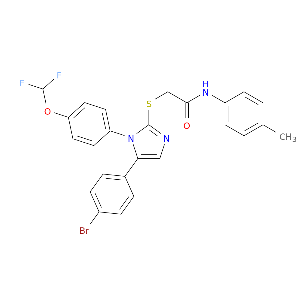 2-{[5-(4-bromophenyl)-1-[4-(difluoromethoxy)phenyl]-1H-imidazol-2-yl]sulfanyl}-N-(4-methylphenyl)acetamide