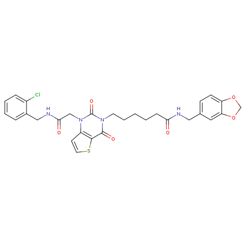 N-[(2H-1,3-benzodioxol-5-yl)methyl]-6-[1-({[(2-chlorophenyl)methyl]carbamoyl}methyl)-2,4-dioxo-1H,2H,3H,4H-thieno[3,2-d]pyrimidin-3-yl]hexanamide