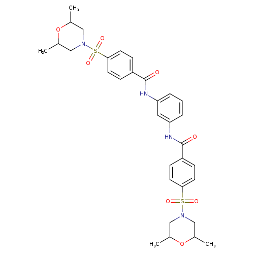 4-[(2,6-dimethylmorpholin-4-yl)sulfonyl]-N-(3-{4-[(2,6-dimethylmorpholin-4-yl)sulfonyl]benzamido}phenyl)benzamide