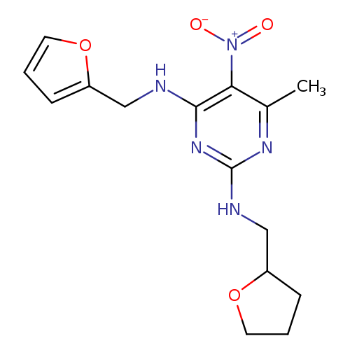 N4-[(furan-2-yl)methyl]-6-methyl-5-nitro-N2-[(oxolan-2-yl)methyl]pyrimidine-2,4-diamine
