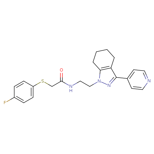 2-[(4-fluorophenyl)sulfanyl]-N-{2-[3-(pyridin-4-yl)-4,5,6,7-tetrahydro-1H-indazol-1-yl]ethyl}acetamide