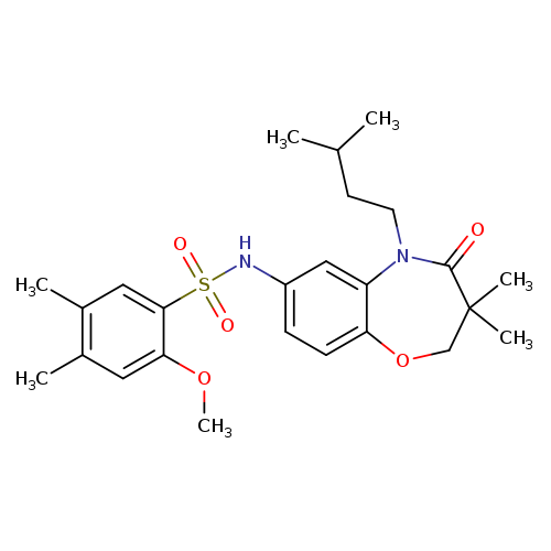 N-[3,3-dimethyl-5-(3-methylbutyl)-4-oxo-2,3,4,5-tetrahydro-1,5-benzoxazepin-7-yl]-2-methoxy-4,5-dimethylbenzene-1-sulfonamide