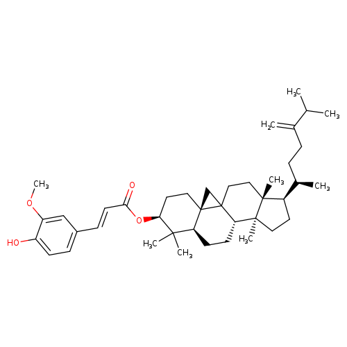 (2aR,3R,5aS,5bS,7aR,9S,11aR,12aS)-2a,5a,8,8-Tetramethyl-3-((R)-6-methyl-5-methyleneheptan-2-yl)tetradecahydro-1H,12H-cyclopenta[a]cyclopropa[e]phenanthren-9-yl 3-(4-hydroxy-3-methoxyphenyl)acrylate