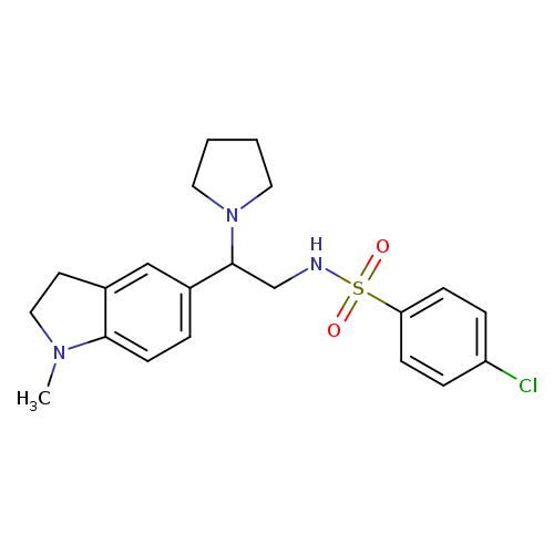 4-chloro-N-[2-(1-methyl-2,3-dihydro-1H-indol-5-yl)-2-(pyrrolidin-1-yl)ethyl]benzene-1-sulfonamide