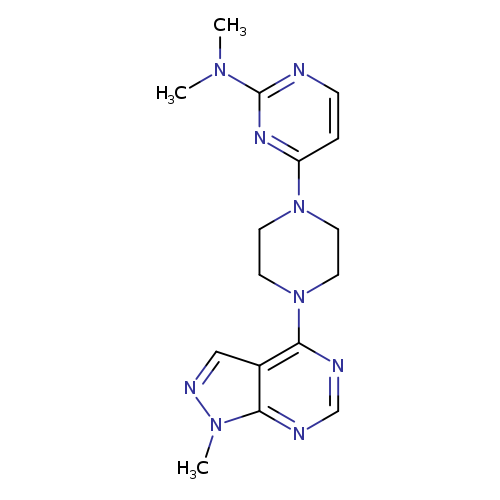 N,N-dimethyl-4-(4-{1-methyl-1H-pyrazolo[3,4-d]pyrimidin-4-yl}piperazin-1-yl)pyrimidin-2-amine
