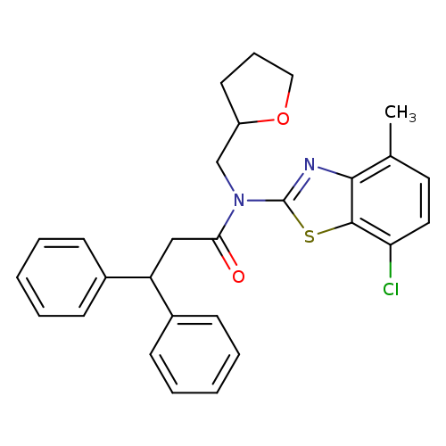 N-(7-chloro-4-methyl-1,3-benzothiazol-2-yl)-N-[(oxolan-2-yl)methyl]-3,3-diphenylpropanamide