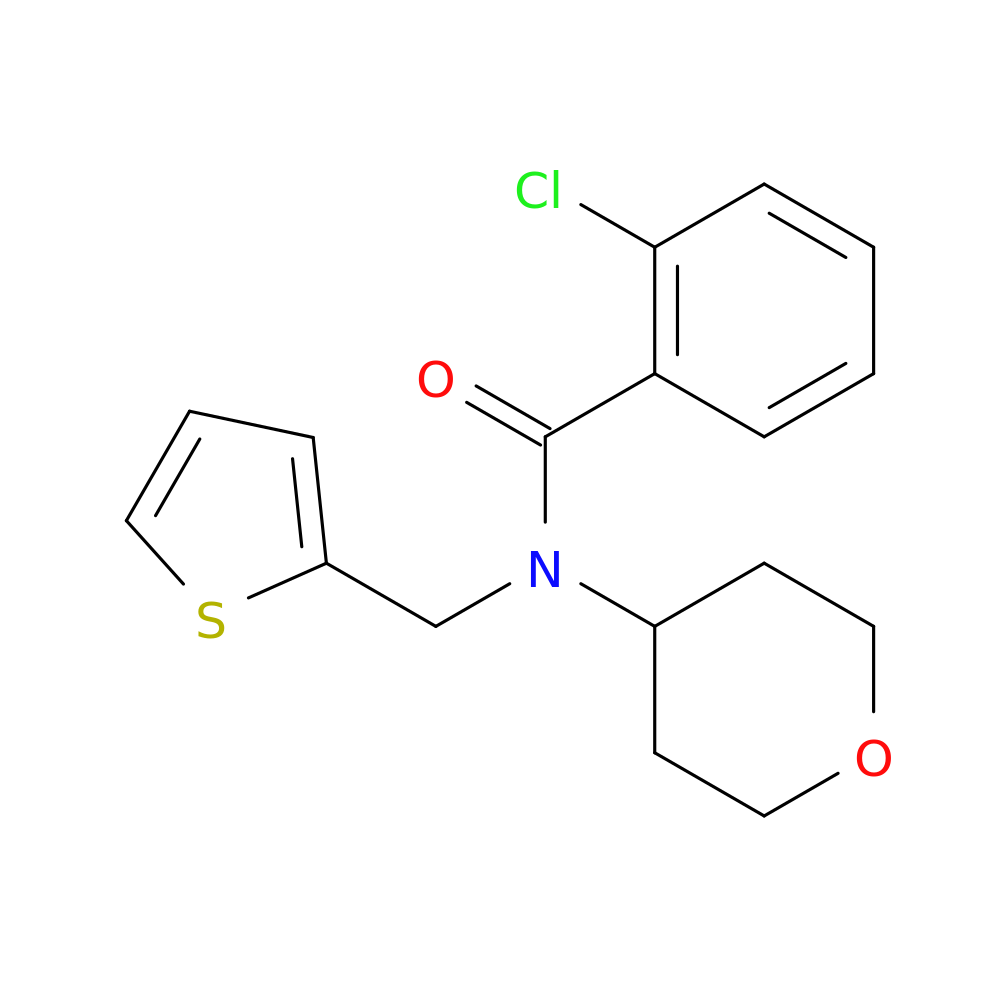 2-chloro-N-(oxan-4-yl)-N-[(thiophen-2-yl)methyl]benzamide