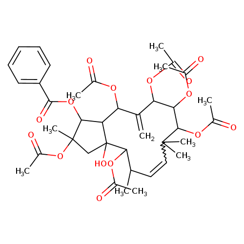 3aH-Cyclopentacyclododecene-1,2,3a,4,9,10,11,13-octol, 1,2,3,4,5,8,9,10,11,12,13,13a-dodecahydro-2,5,8,8-tetramethyl-12-methylene-, 2,4,9,10,11,13-hexaacetate 1-benzoate, (1R,2R,3aR,4S,5S,6E,9S,10S,11S,13R,13aS)-