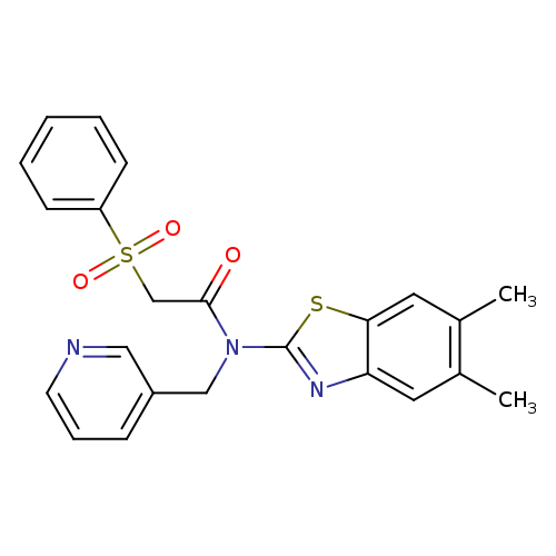 2-(benzenesulfonyl)-N-(5,6-dimethyl-1,3-benzothiazol-2-yl)-N-[(pyridin-3-yl)methyl]acetamide