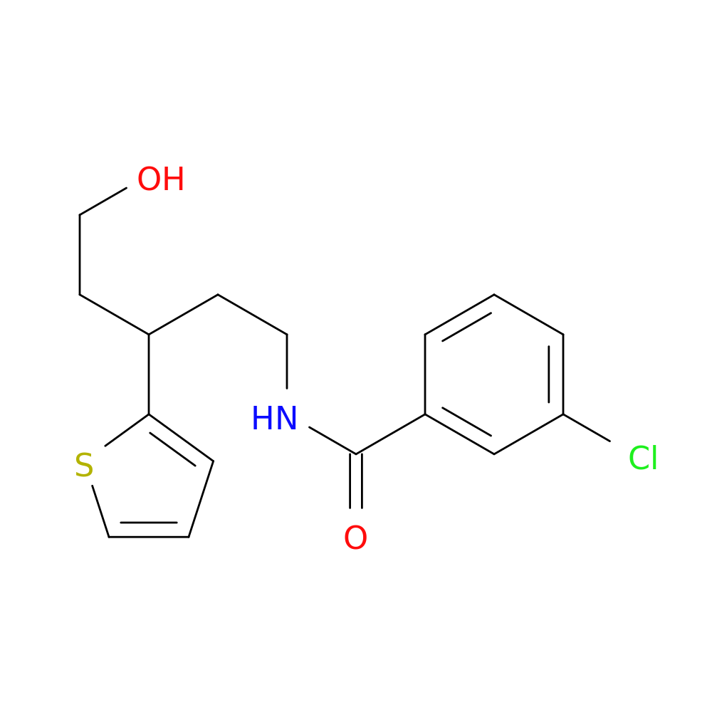 3-chloro-N-[5-hydroxy-3-(thiophen-2-yl)pentyl]benzamide