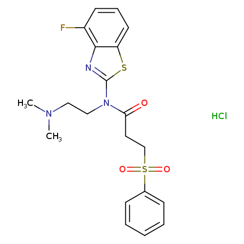 3-(benzenesulfonyl)-N-[2-(dimethylamino)ethyl]-N-(4-fluoro-1,3-benzothiazol-2-yl)propanamide hydrochloride