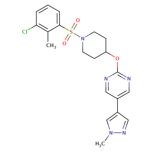 2-{[1-(3-chloro-2-methylbenzenesulfonyl)piperidin-4-yl]oxy}-5-(1-methyl-1H-pyrazol-4-yl)pyrimidine