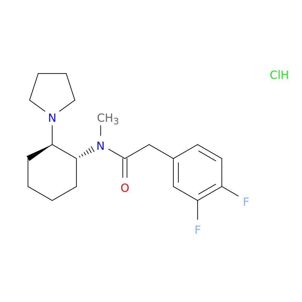 <em>trans</em>-<em>rel</em>-3,4-difluoro-N-methyl-N-[(2-(1-pyrrolidinyl)cyclohexyl]-benzeneacetamide, monohydrochloride
