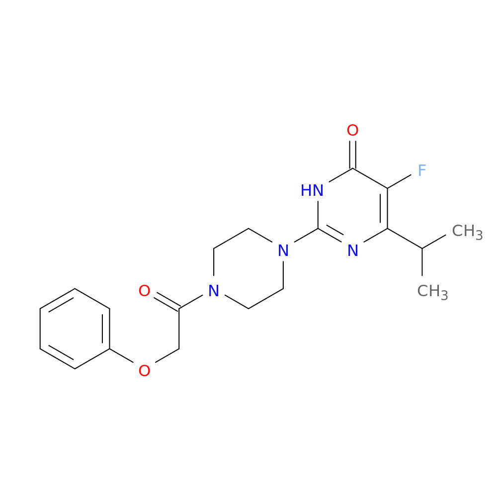 5-fluoro-2-[4-(2-phenoxyacetyl)piperazin-1-yl]-6-(propan-2-yl)-3,4-dihydropyrimidin-4-one