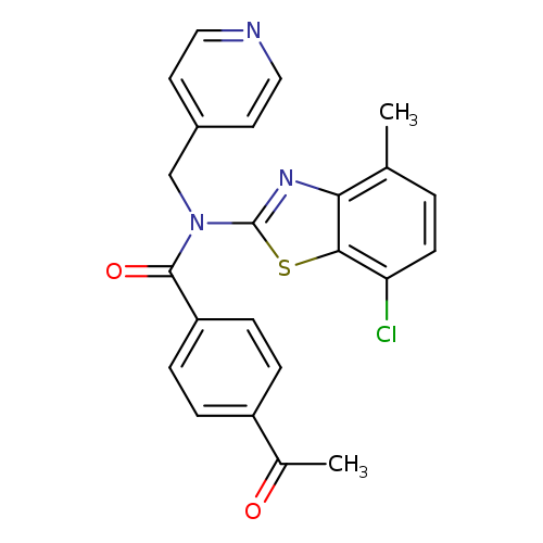 4-acetyl-N-(7-chloro-4-methyl-1,3-benzothiazol-2-yl)-N-[(pyridin-4-yl)methyl]benzamide
