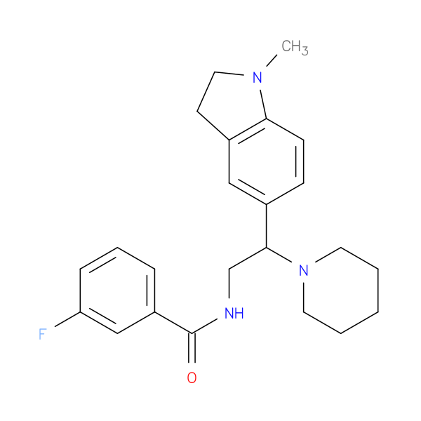 3-fluoro-N-[2-(1-methyl-2,3-dihydro-1H-indol-5-yl)-2-(piperidin-1-yl)ethyl]benzamide