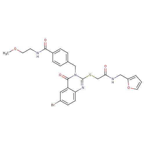 4-({6-bromo-2-[({[(furan-2-yl)methyl]carbamoyl}methyl)sulfanyl]-4-oxo-3,4-dihydroquinazolin-3-yl}methyl)-N-(2-methoxyethyl)benzamide