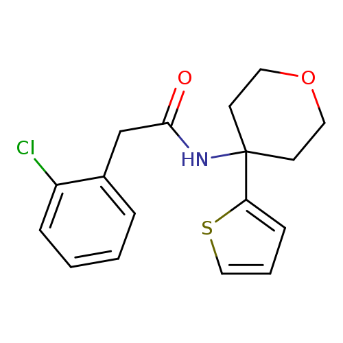 2-(2-chlorophenyl)-N-[4-(thiophen-2-yl)oxan-4-yl]acetamide