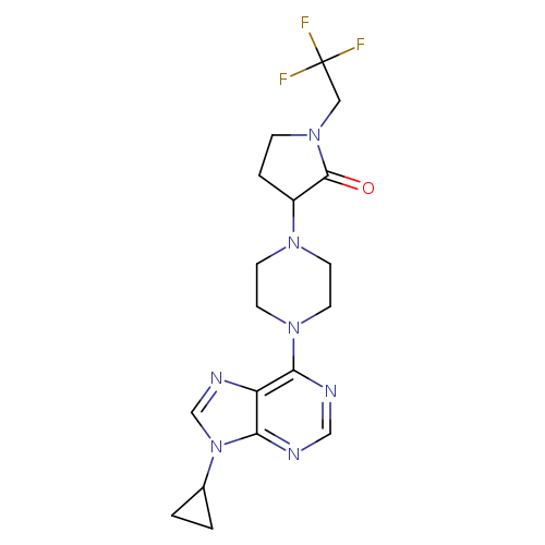 3-[4-(9-cyclopropyl-9H-purin-6-yl)piperazin-1-yl]-1-(2,2,2-trifluoroethyl)pyrrolidin-2-one